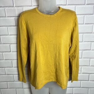 JM Collection women Yellow Long Sleeve crew neck Sweater/size PL